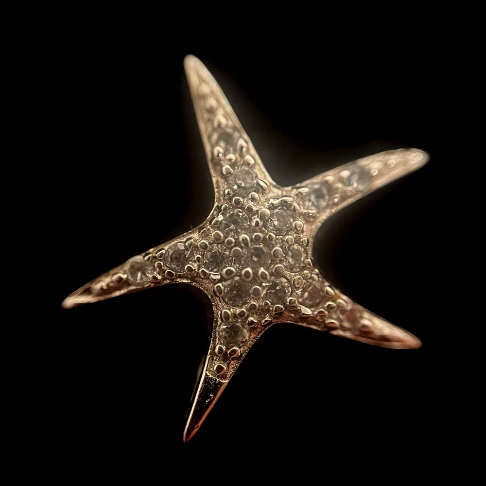 925 Sterling Silver CZ Starfish Pendant Dainty Beach Ocean Coastal Charm